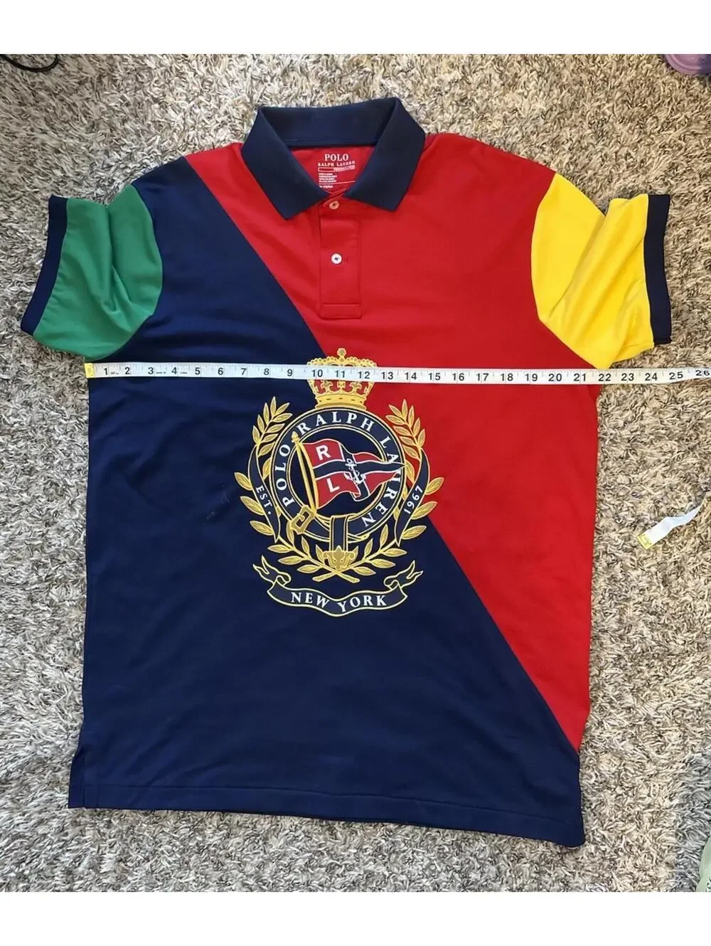 Polo Ralph Lauren Mens Nautical Crest Performance Stretch Polo Shirt Size Medium
